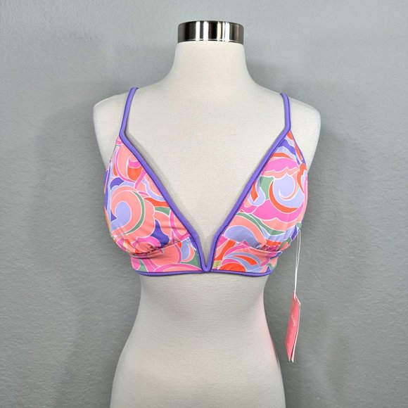 Maaji Periwinkle Parade Reversible Bikini Top In Purple - Picture 7 of 13
